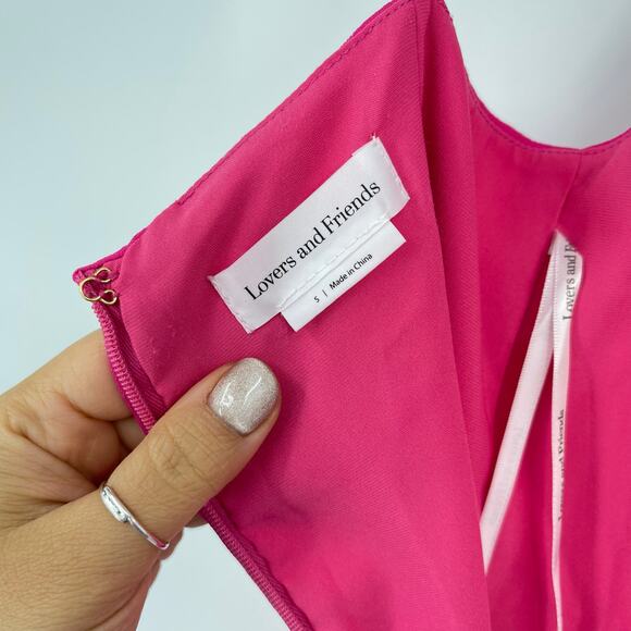 Lovers and Friends | Shelby Asymmetric Dress in Pink Handkerchief Hem Rosette S - Picture 4 of 16